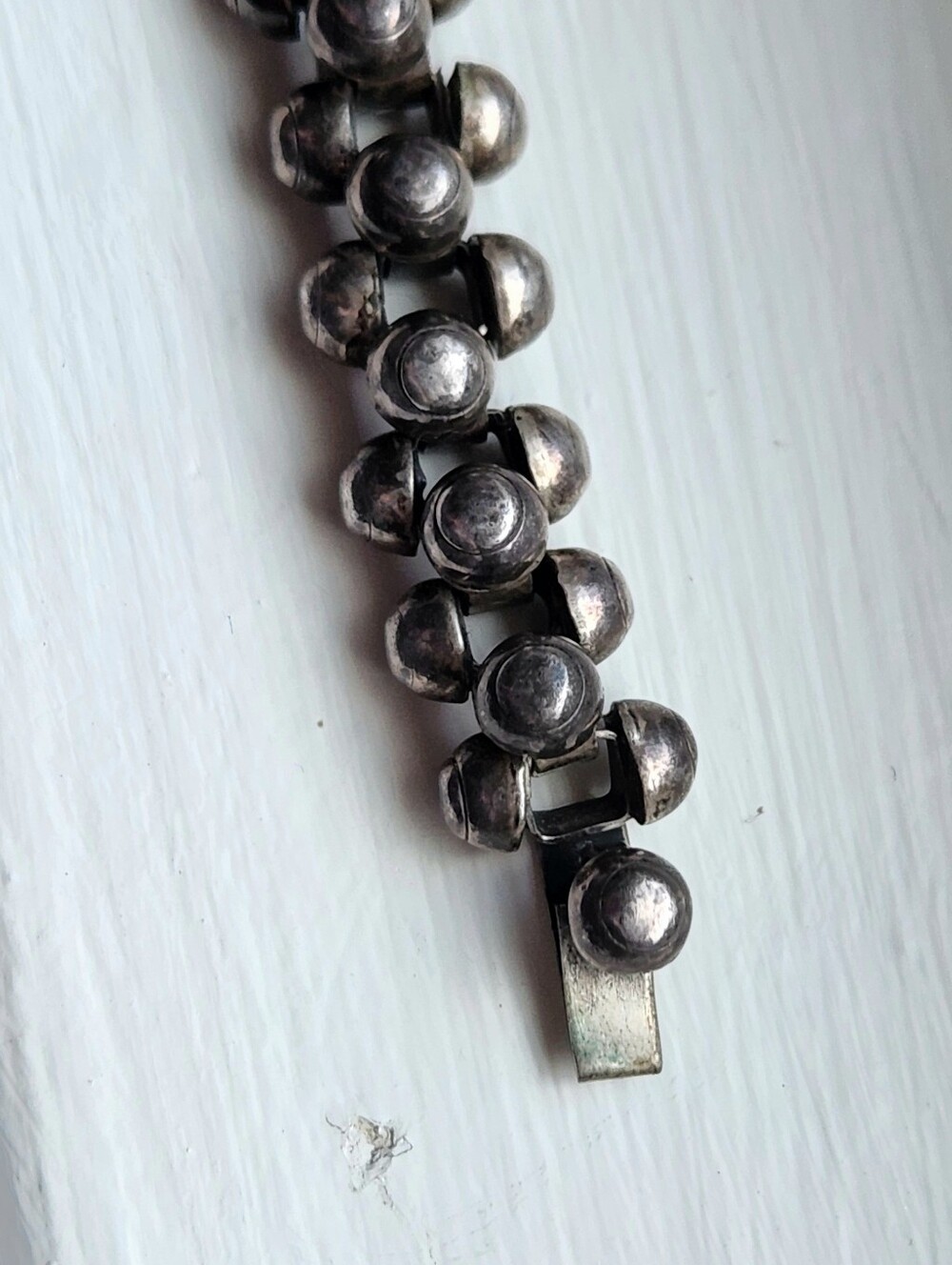 TAXCO STERLING SILVER CAVIAR TONGUE CLASP BRACELET 8 1/2" - Picture 9 of 12